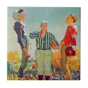 Azulejo Lanzamiento de la moneda de Norman Rockwell
