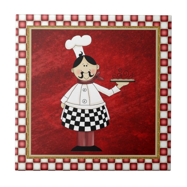 Azulejo Lápiz de cocina italiano Chef (Frente)
