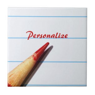 Azulejo Lápiz De Maestros Rojos En Papel En Lino Con Nombr