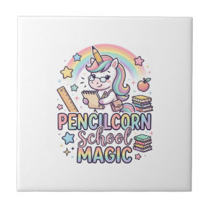 Azulejo Lápiz de Unicornio Escuela Mágica Pegatina Adorabl
