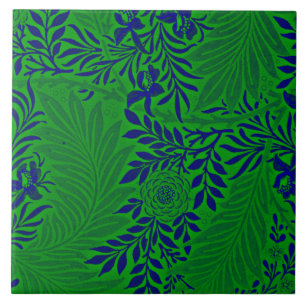 Azulejo Larkspur en verde vibrante y azul  