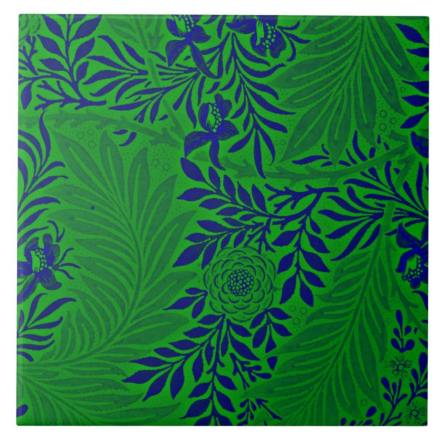 Azulejo Larkspur en verde vibrante y azul   (Frente)