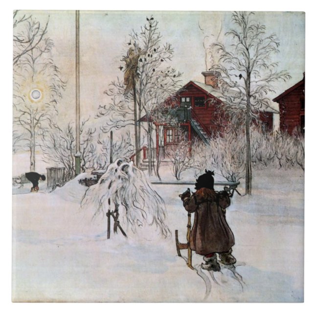 Azulejo Larsson: El arte de Yard y Wash-House (Frente)