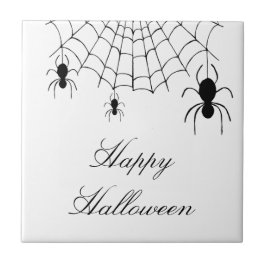 Azulejo Las arañas de Halloween adornan el blanco negro