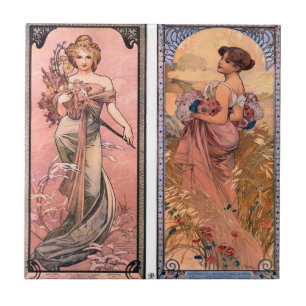 Azulejo Las estaciones (primavera, verano) Alphonse Mucha