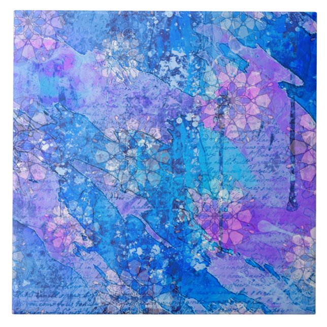 Azulejo Las flores crecen en estanque de zafiro (Frente)