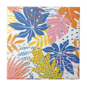 Azulejo Las hojas de palmas tropicales de la selva del Boh