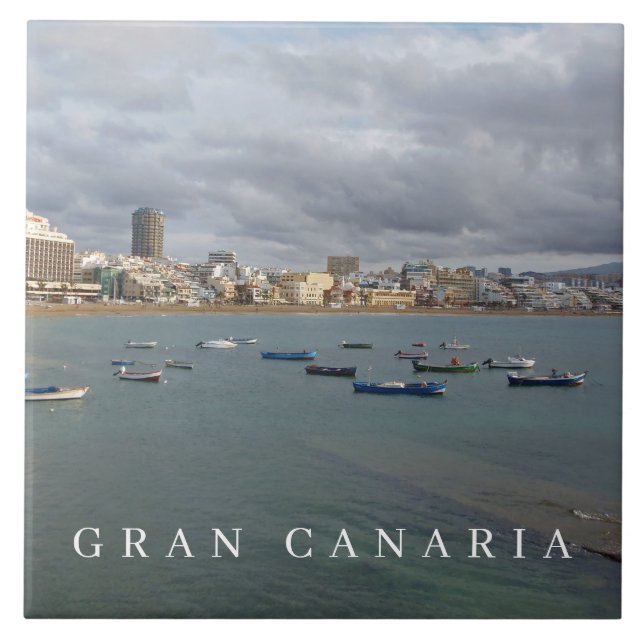 Azulejo Las lanchas de Gran Canaria Las Canteras tienen vi (Frente)