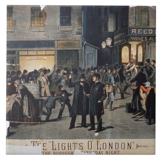 Azulejo "Las luces O" London (litho del color) (Frente)