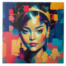 Las mujeres coloridas del Relieve metalizado dorad