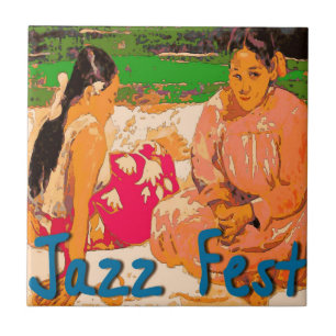 Azulejo Las mujeres del Festival de Jazz en blanco