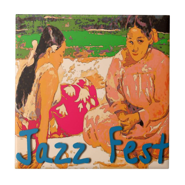 Azulejo Las mujeres del Festival de Jazz en blanco (Frente)