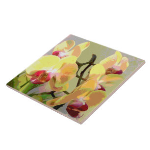 Azulejo Las orquídeas amarillas al sol de la tarde