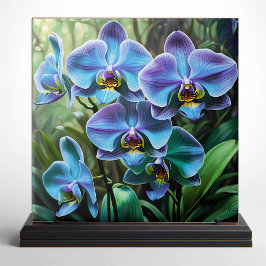 Azulejo Las orquídeas azul y púrpura vibrantes