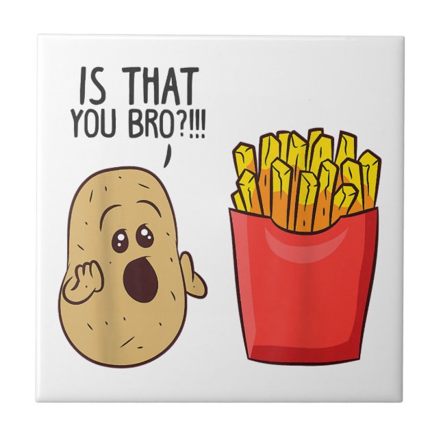 Azulejo Las Papas Fries Es Que Te Hermes Patatas Graciosas (Frente)