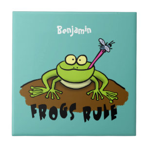 Azulejo Las ranas gobiernan personalizado de rana verde di