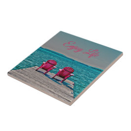 Azulejo Las sillas Adirondack disfrutan de la vida Verde a