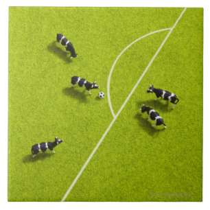 Azulejo Las vacas que juegan a fútbol