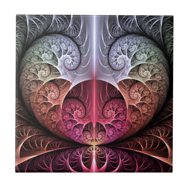 Azulejo Latido, Arte fractal de fantasía surreal abstracta (Frente)