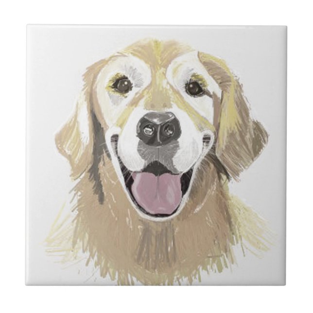 Azulejo Laughing Golden Retriever (Frente)