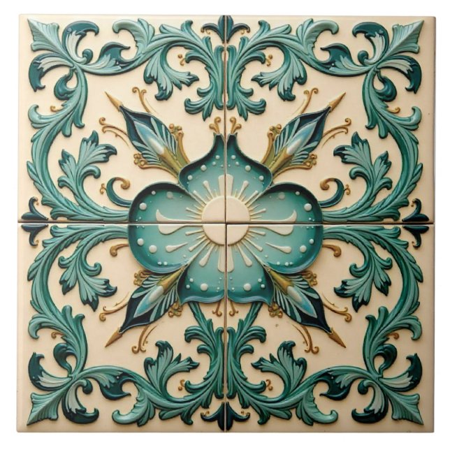 Azulejo Laurel Verde azulado de Victoria (Frente)