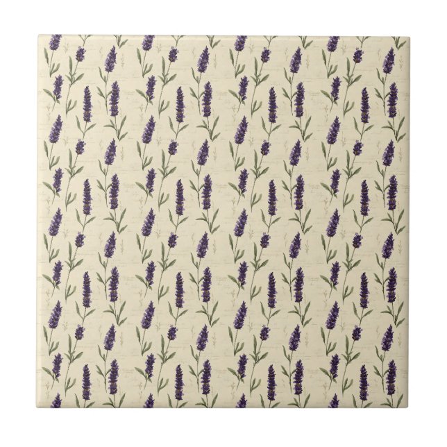 Azulejo Lavanda Morado Beige Botánico Floral Cocina (Frente)