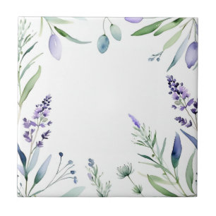 Azulejo Lavanda Y Acuarela De Eucalipto