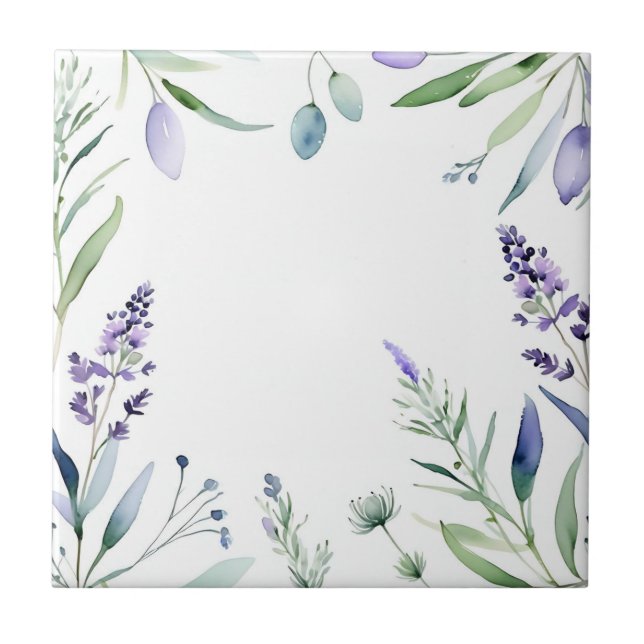 Azulejo Lavanda Y Acuarela De Eucalipto (Frente)