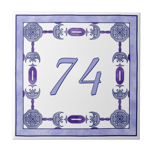 Azulejo Lavanda y número de casa grande púrpura (Frente)