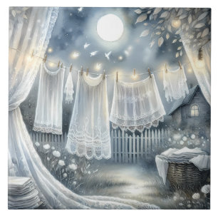 Azulejo Lavandería bajo la luz de la luna Cottagecore