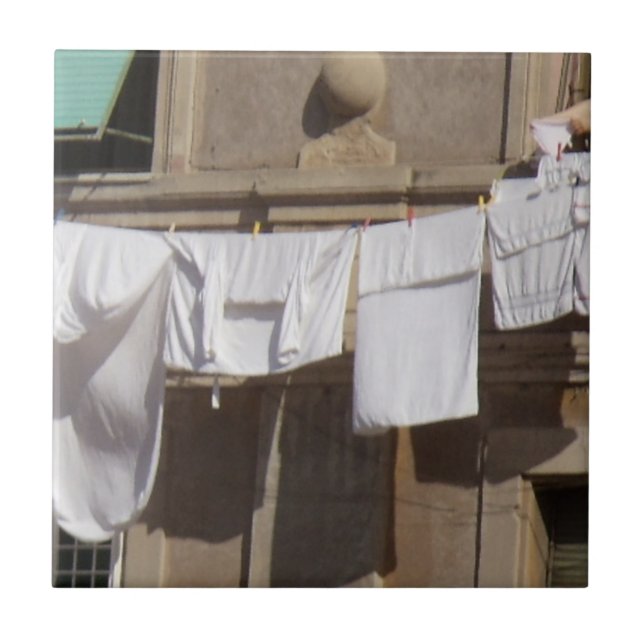 Azulejo Lavandería, tendedero, mosaico cerámico (Frente)