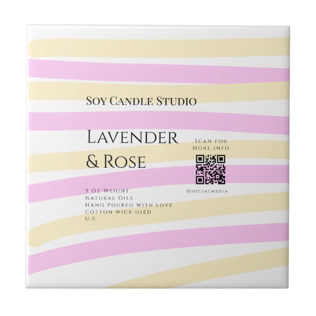 Azulejo Lavender rosa soja negocios de velas añadir código (Frente)
