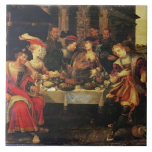 Azulejo Lazarus en la tabla del hombre rico, 1618 (aceite