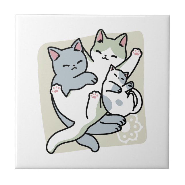Azulejo Laze Furr Days - Diseño de gatos perezosos (Frente)