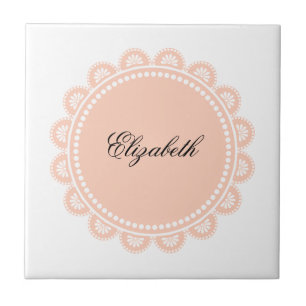 Azulejo Lazo rosa blanco de mosaico cerámico