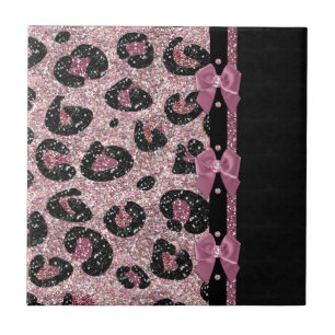 Azulejo Lazos de cinta de estampado de leopardo rosa RAB R