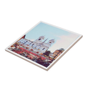 Azulejo ldp PIAZZA DI SPAGNA - Roma - con flores -
