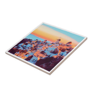 Azulejo ldp SANTORINI - panorama - por la noche -