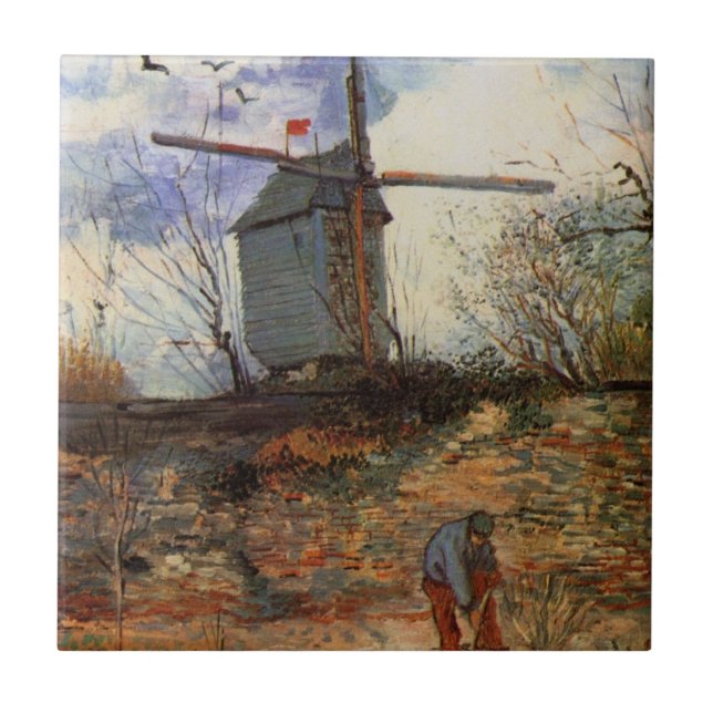 Azulejo Le Moulin de la Galette por Vincent van Gogh (Frente)