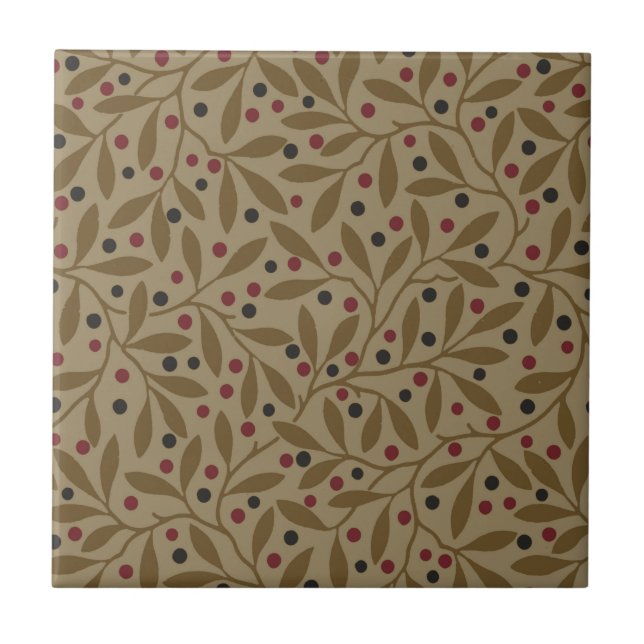 Azulejo Leaf Berry Classic Colored Bonito Pattern Art (Frente)