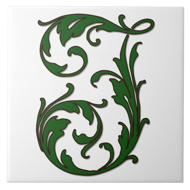 Azulejo Leaf Letter I in Green Monogram Tile (Frente)