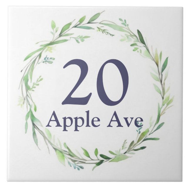 Azulejo Leaf Wreath Personalizado Número de casa Placa Dir (Frente)