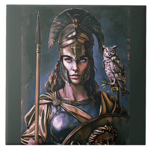 Azulejo "Lealtad Feroz de Atenea" Retrato Colorido   
