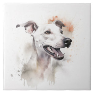 Azulejo Lebrel Italiano Perro Mascota, Acuarela