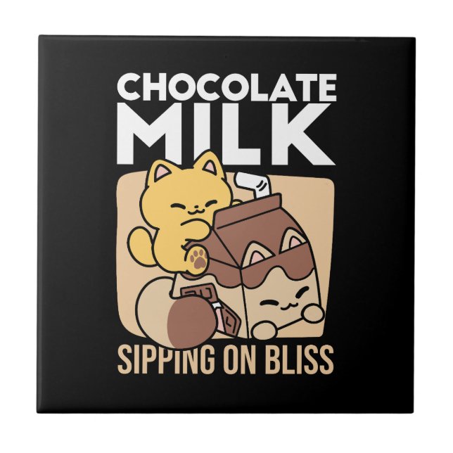 Azulejo Leche de Chocolate Bebiendo Felicidad – Comida de  (Frente)