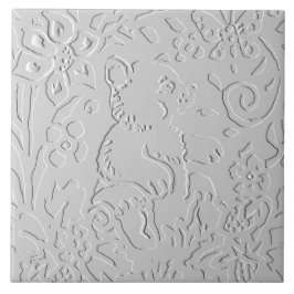 Azulejo Lechuga gris blanco negro Grabado en relieve de Wo
