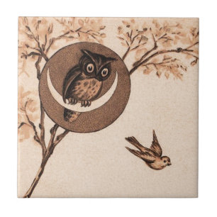 Azulejo Lechuza cosechada en la luna