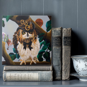 Azulejo Lechuza de sombrero superior de acero suave