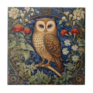 Azulejo Lechuza en el jardín estilo William Morris