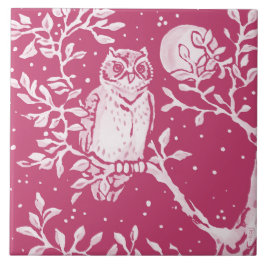 Azulejo Lechuza Magenta Noche Moon Animal Nature Woodland